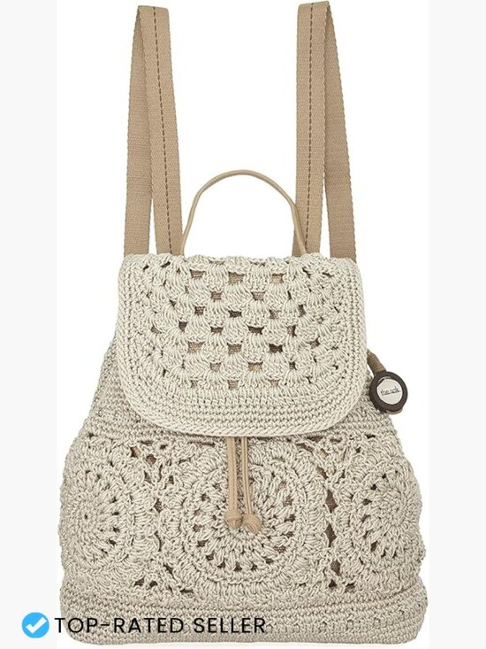 Hand-Crocheted Daypack Backpack with Drawstring Closure Adjustable Straps main image 4